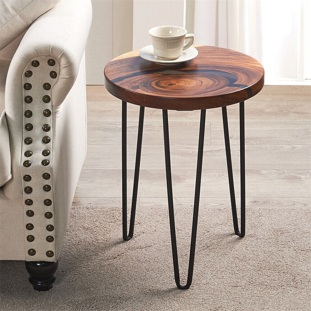 Resin Round Side Table Epoxy End Table Coffee Table Mid Century Modern Decor