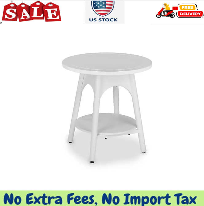 Kieran Round White Wood Side Table Modern Accent End Table Decor
