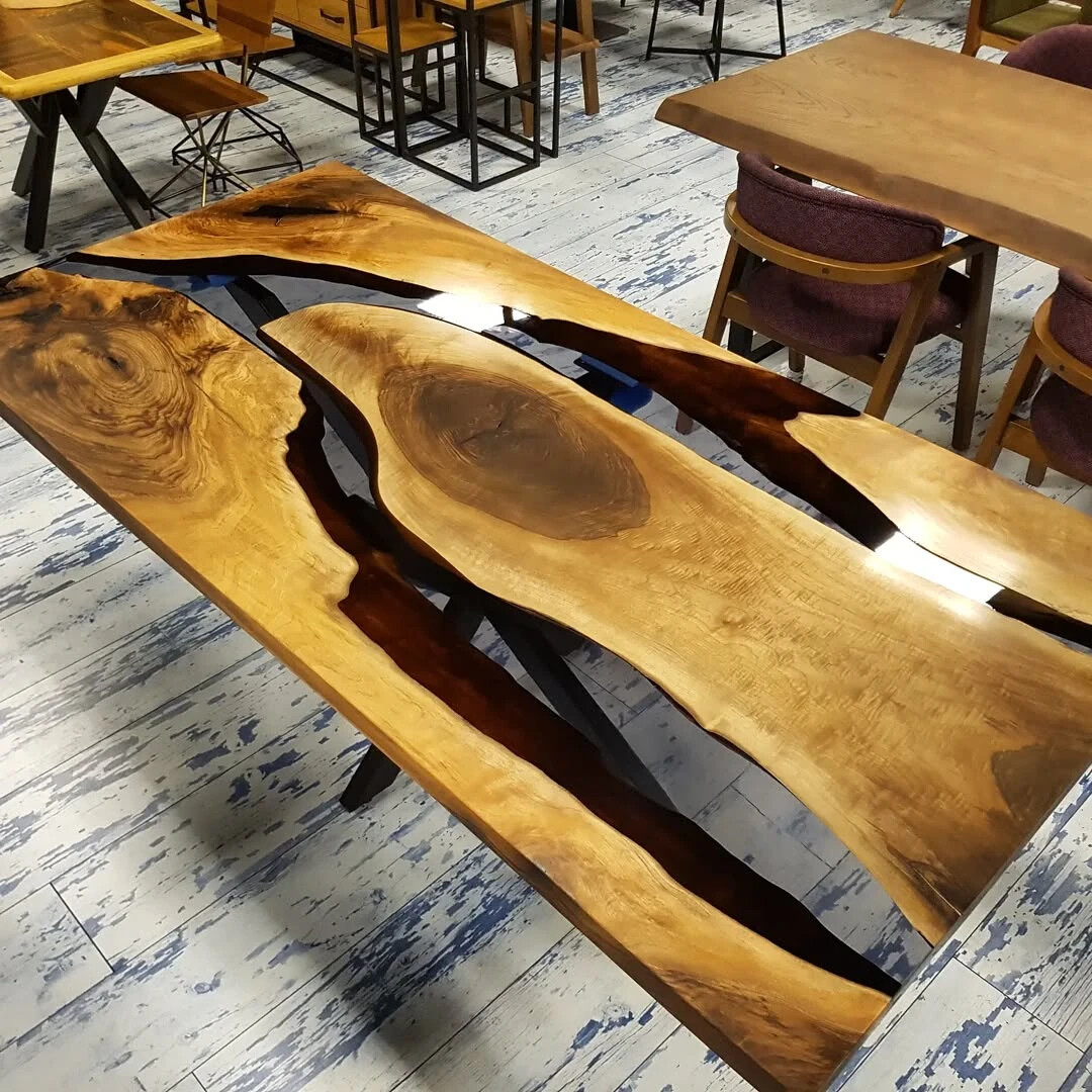 Clear Epoxy Table with Walnut – Handmade Resin River Coffee Table