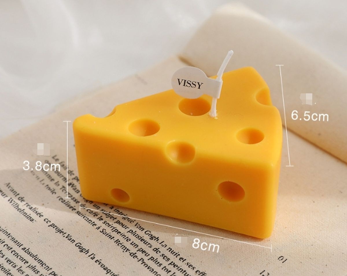 Cheese Shaped Scented Decorative Candle 🧀 Cute Fun Home Kitchen Food Decor Gift