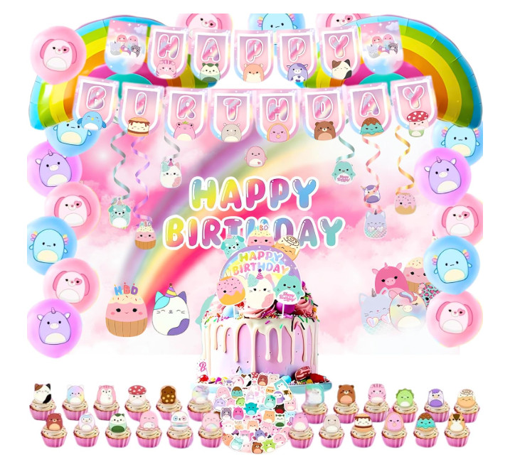 Partymelon Cute Animals Birthday Decorations Kids Party Supplies with Banner Cup