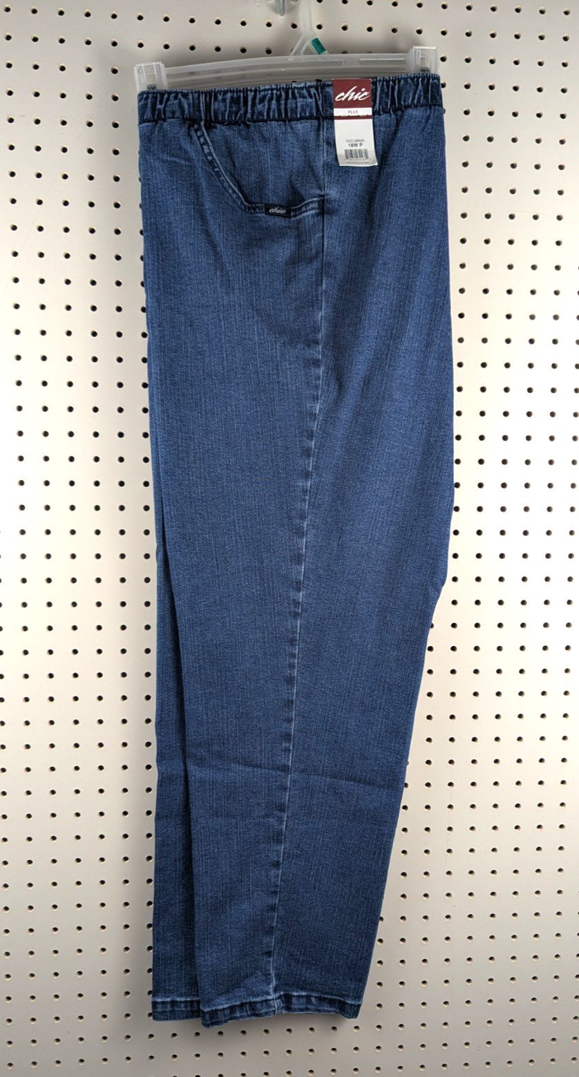 NEW Chic Women's Classic Stretch Elastic 18 Petite, Mid Shade Denim Jeans