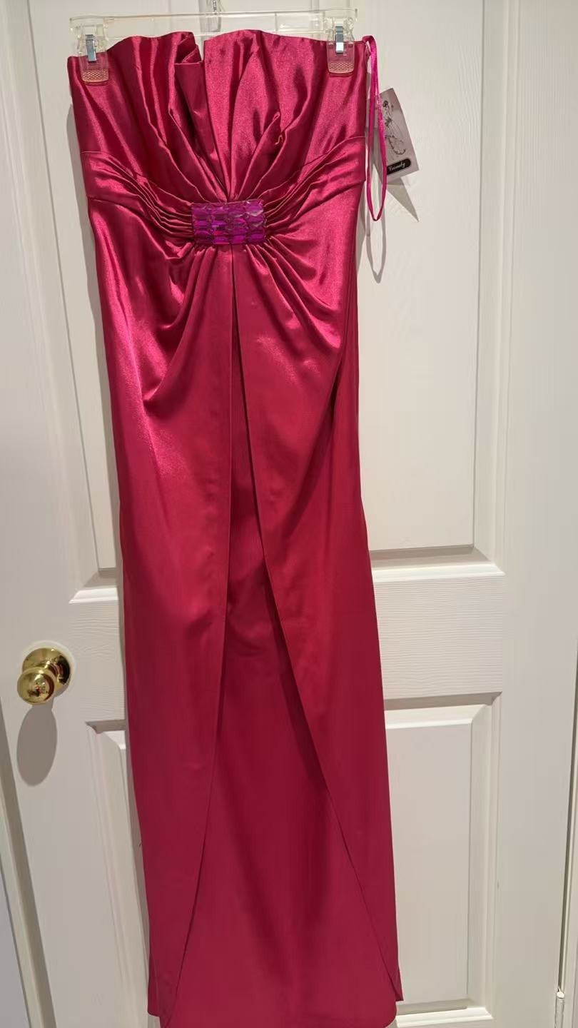 Women’s Strapless Rose Red Maxi Dress Size S – Elegant Long Formal Gown