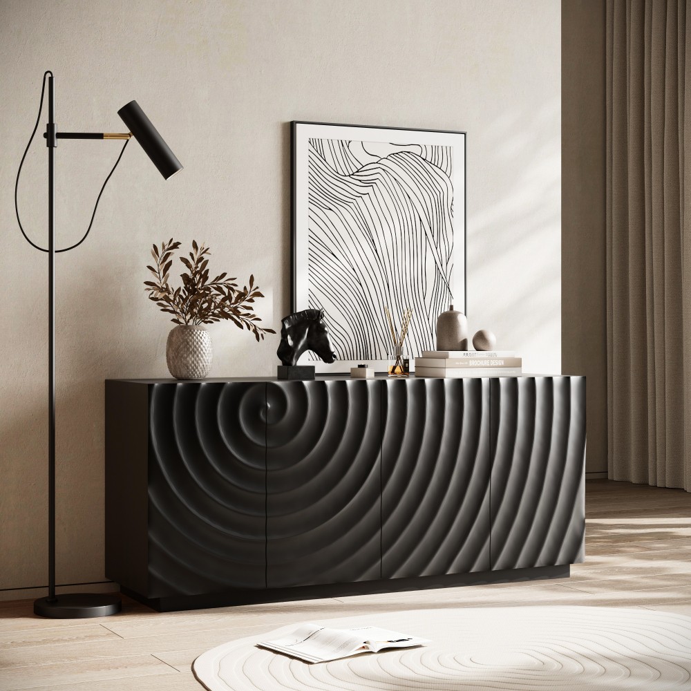 Buffet Cabinet with Storage ,4 Doors Modern Accent Storage Sideboard