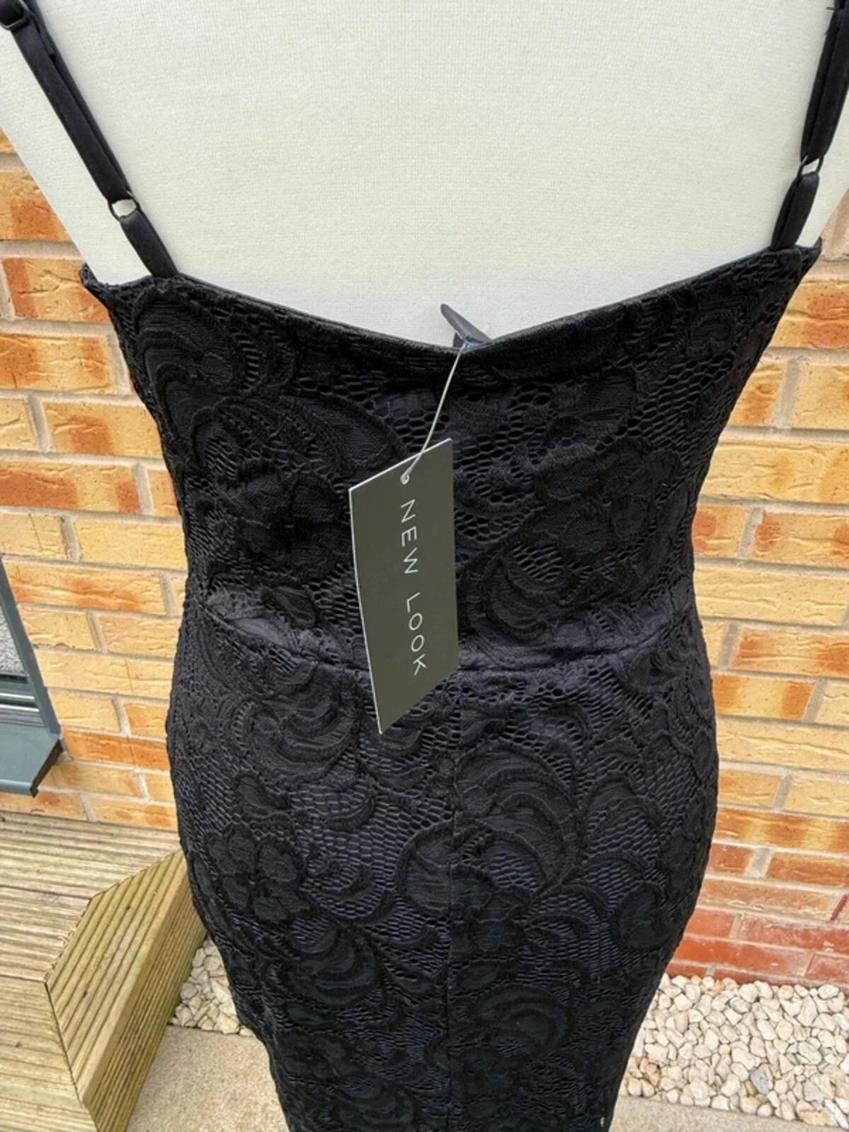 BNWT New Look Black Lace Bodycon Midi Dress · UK 14 · Holiday Party Evening