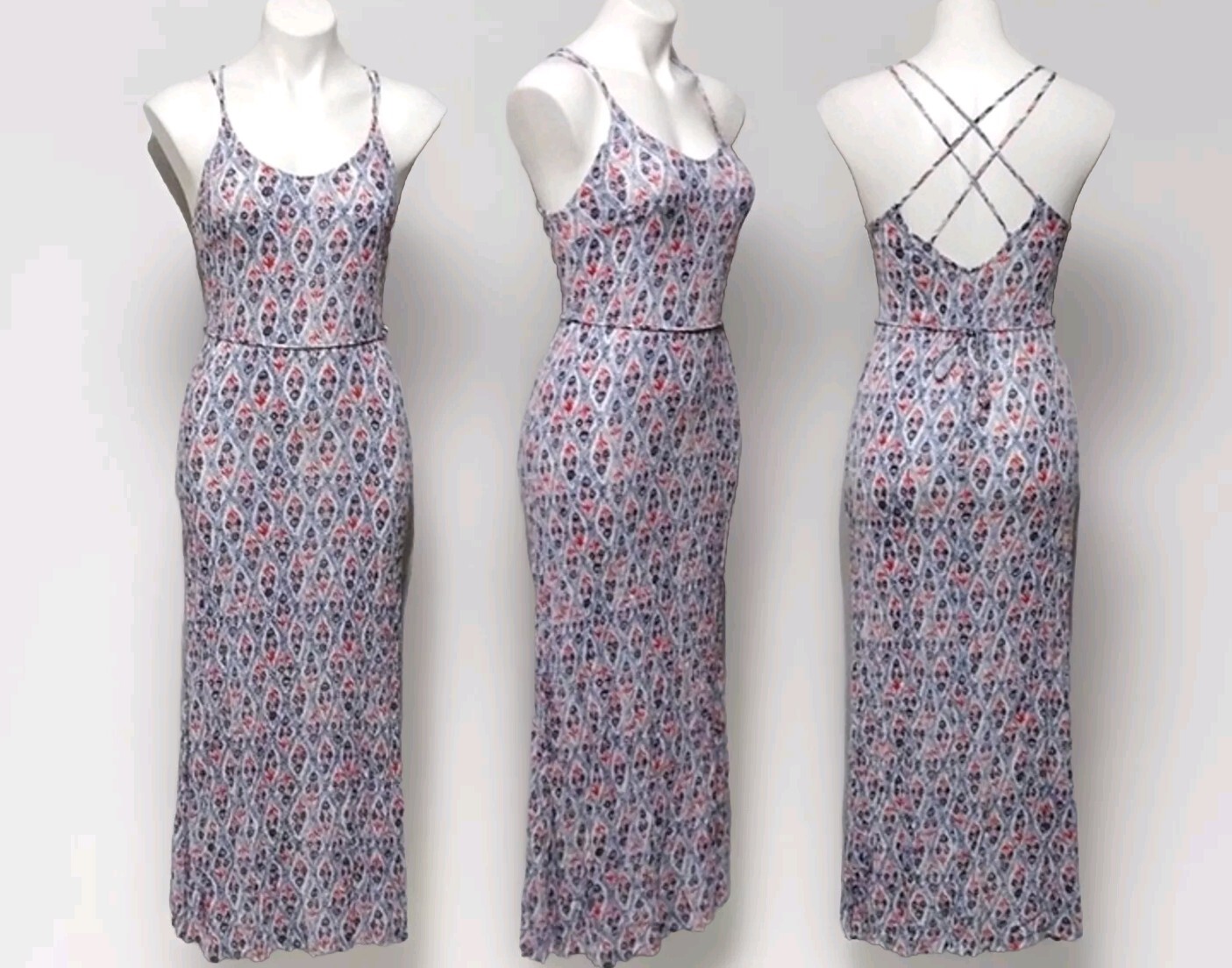 Lush Strappy Crisscross Back Plisse Maxi Dress Small – Sexy Summer Evening Look