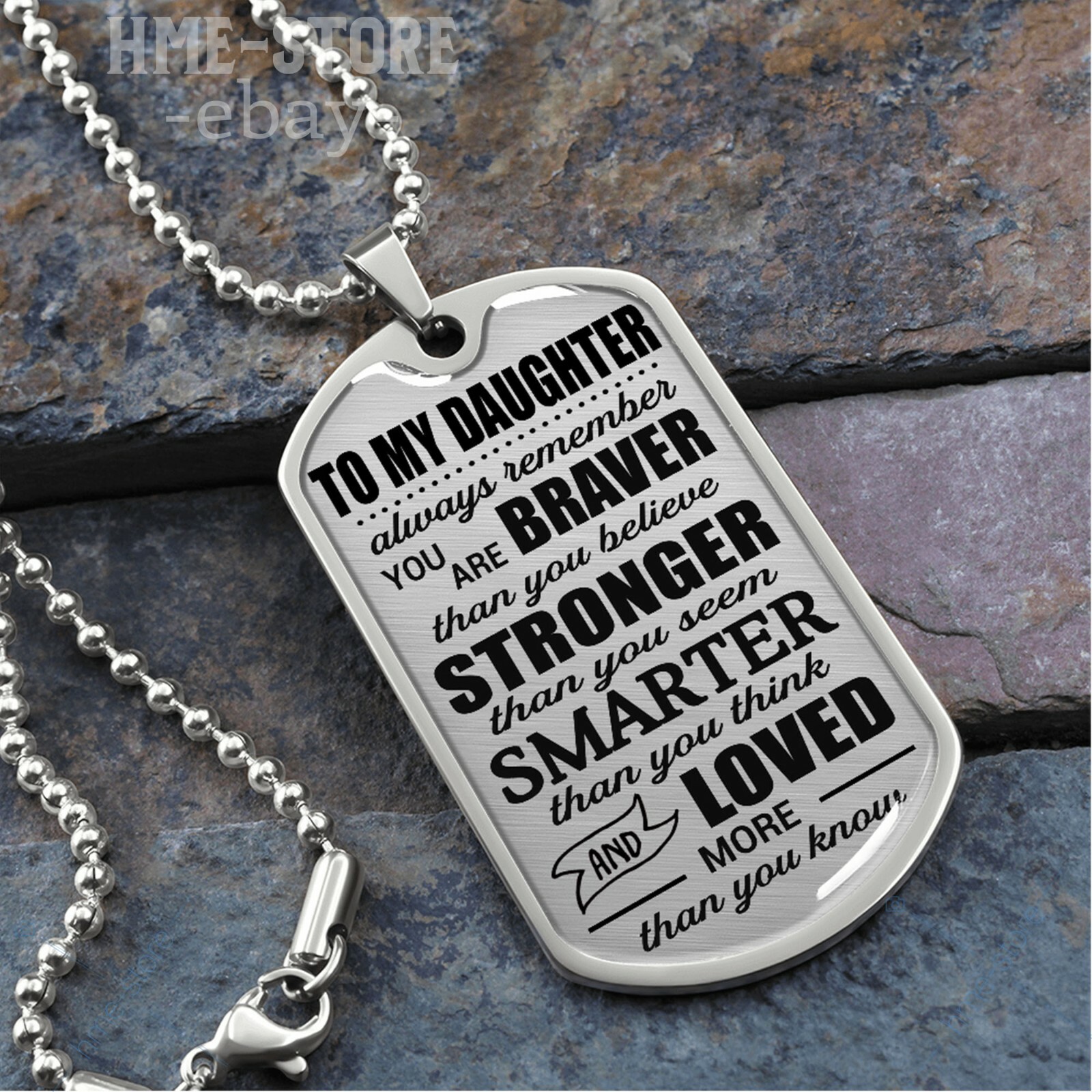 To My Daughter Dog Tag Pendant Necklace Believe Confident Inspirational Gifts