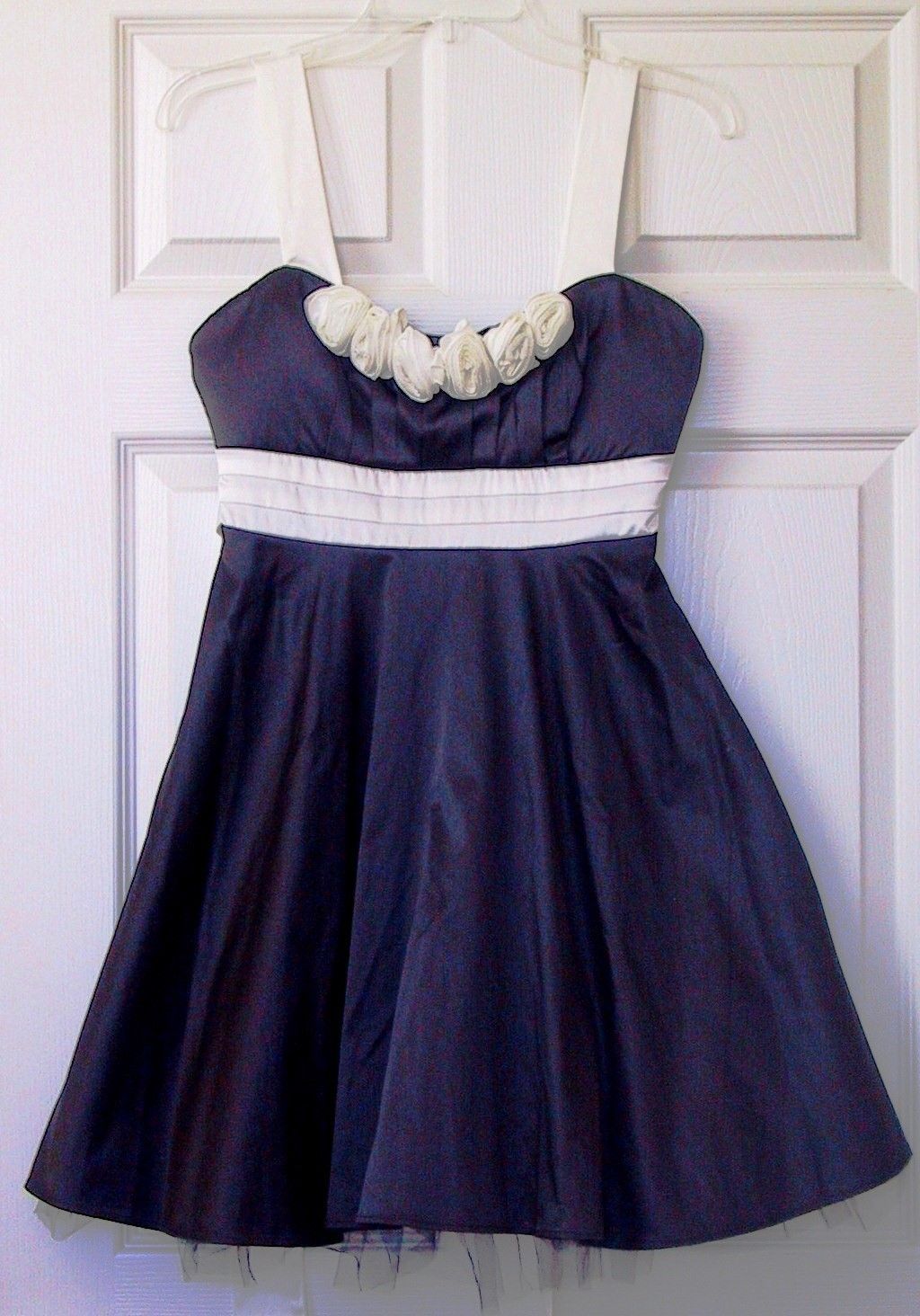 Elegant Girl Women Mini Evening Dress Satin Look Ruffle Skirt Padded Top Size 3