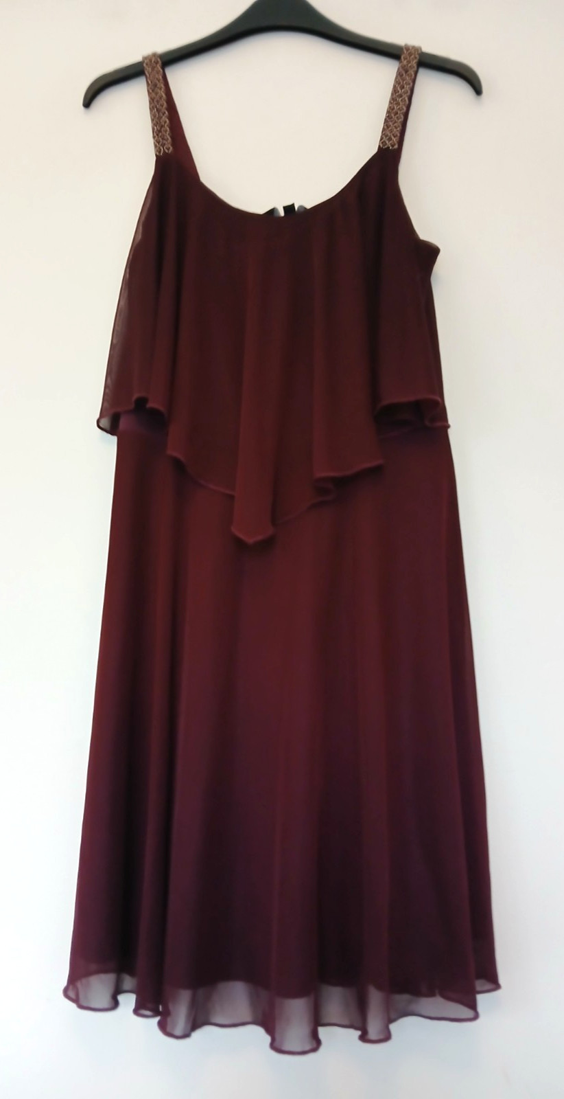 New Look Party/Evening/Occasion Chiffon Strappy Dress in Burgundy Design Size 10
