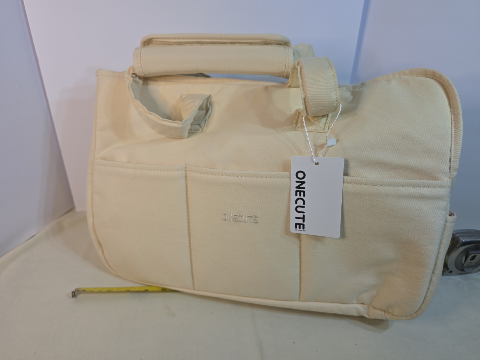 ONECUTE Stylish Pet Carrier Bag, Shoulder Bag with Pockets, Beige Handbag
