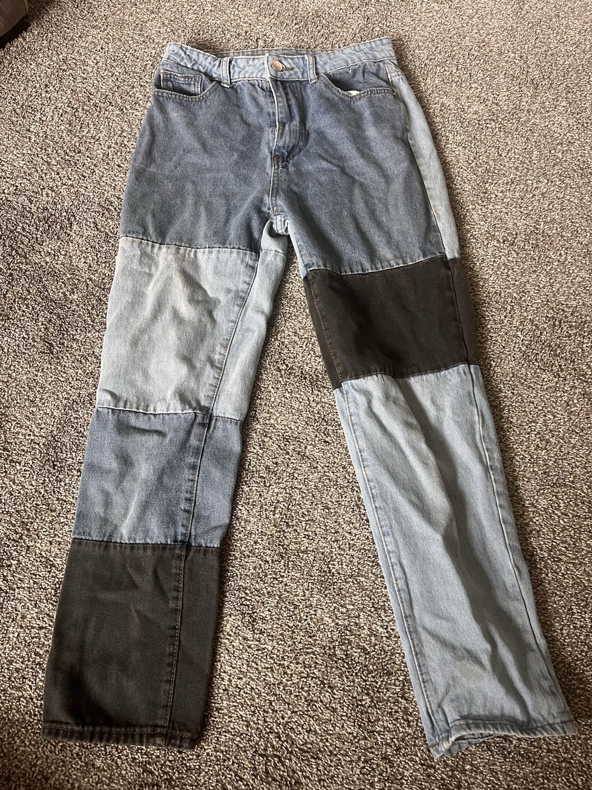 SHEIN  Baggy Patchwork Jeans Size Small Boho Multicolor Denim P