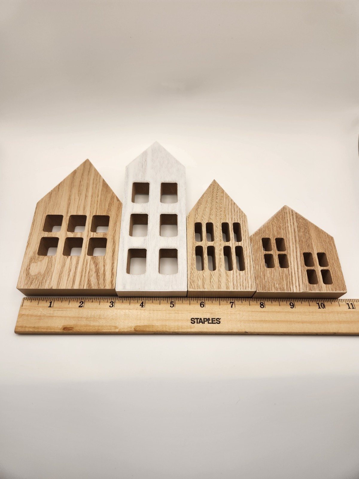Wooden Houses Shelf Decor-Set Of 4