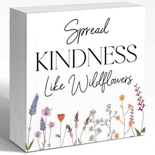 WUZYOU Spread Kindness Like Wildflowers Sign, Home Living Dining Room Wood Box 