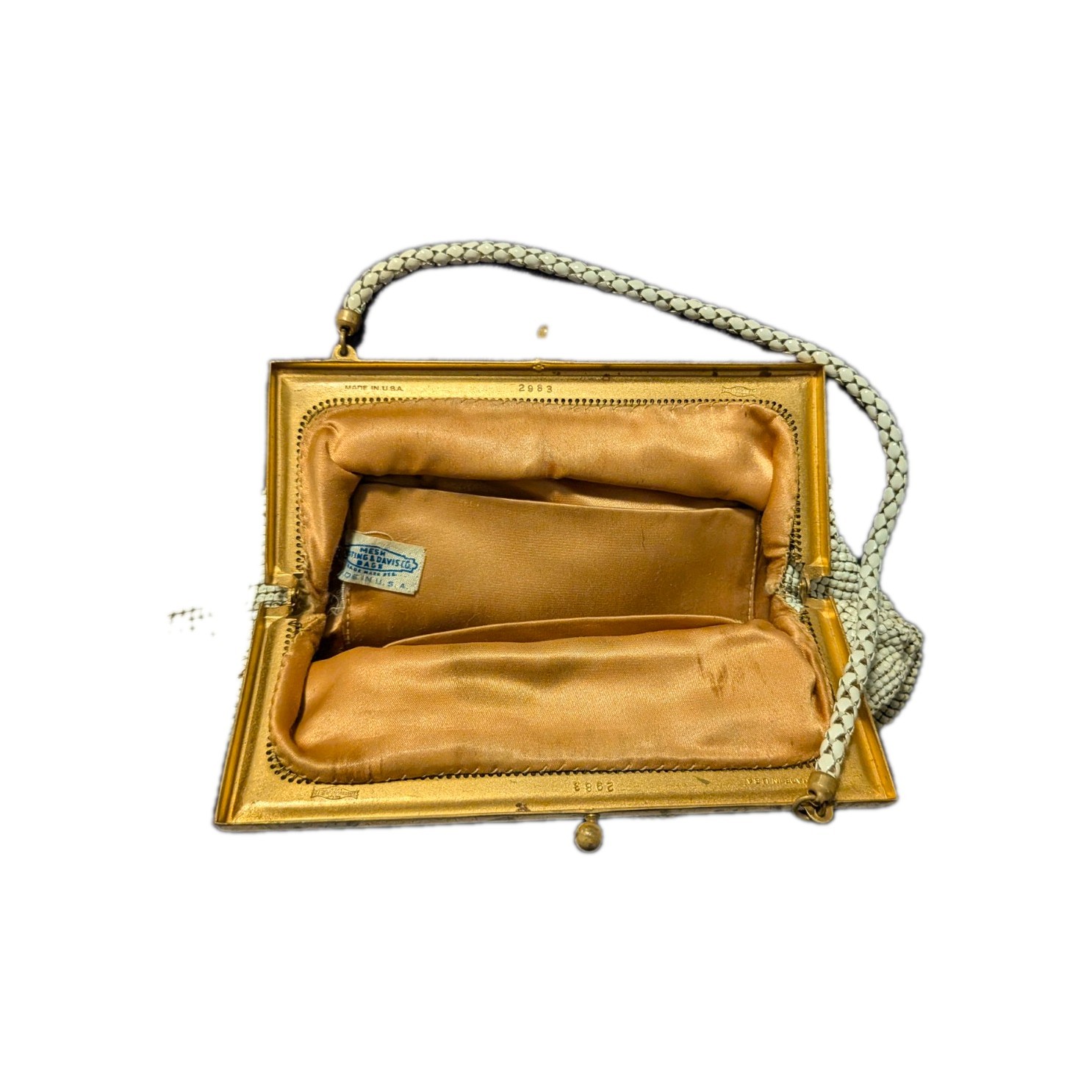 Metal mesh evening bag, Whiting & Davis, vintage gold-tone chainmail purse 