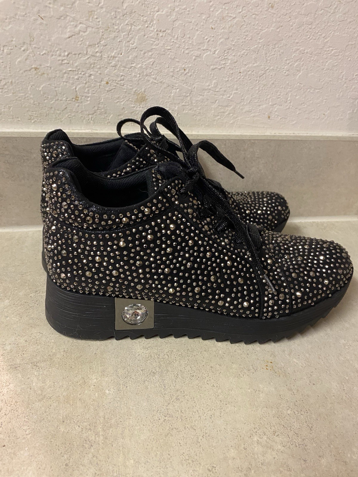 Statement Rhinestone Sparkle Sneakers - Size 8 Women's