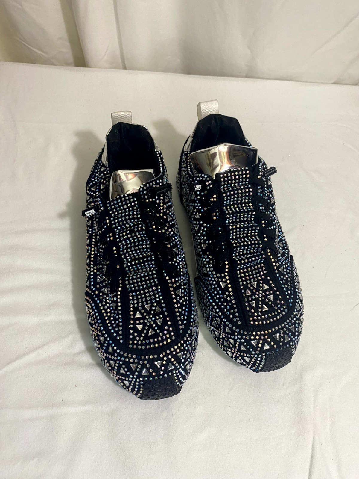 Fen Rode Rhinestone Sneakers Womens Size 39 Black Bling Studded Statement Shoes