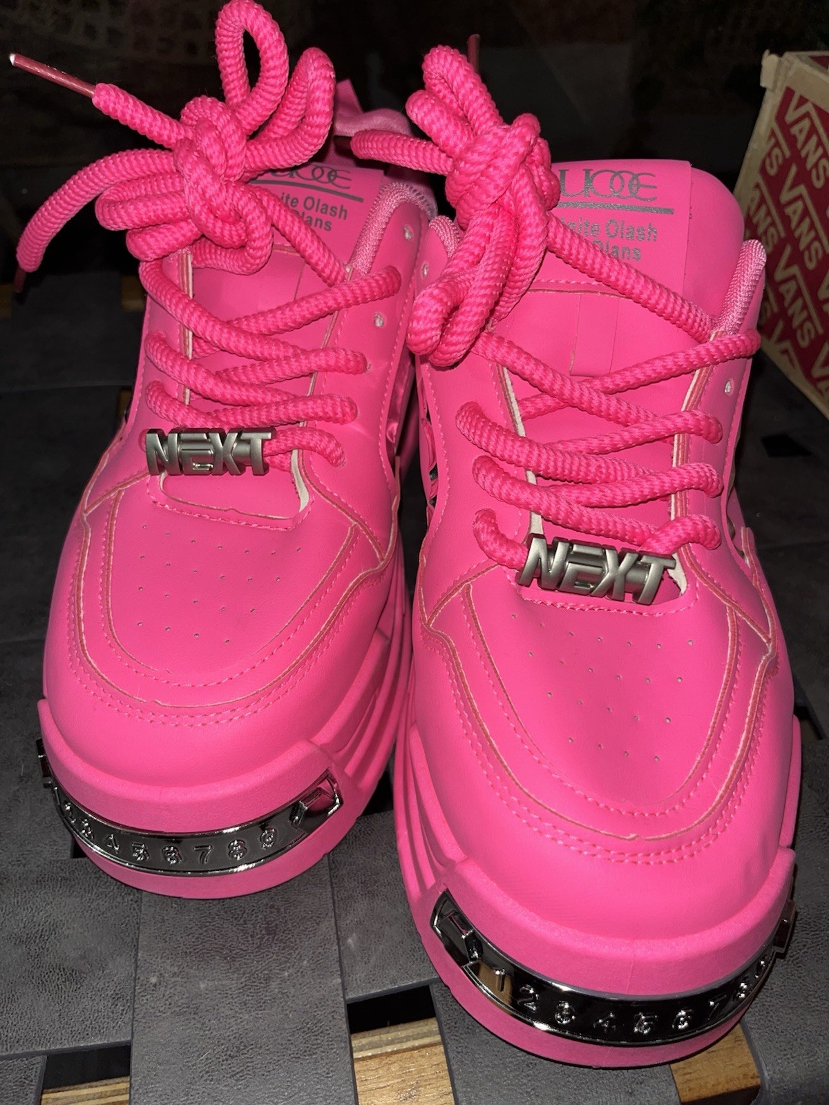 Pink Punk Metal Chunky Rock Platform Motorcycle Gothic Statement Party Sneaker