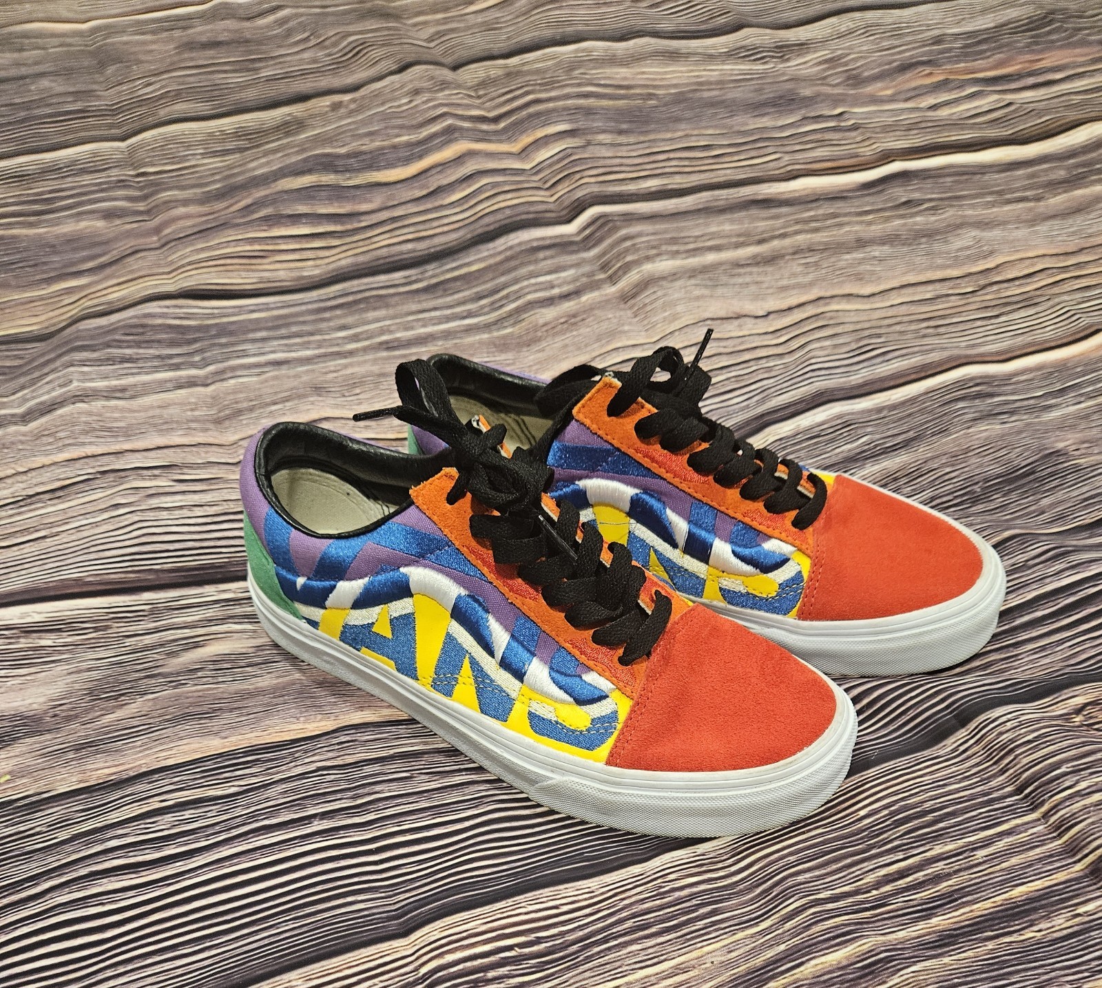 Vans Old Skool Statement Block Red/Blue/Yellow Classic Skate Sneakers M7/W8.5