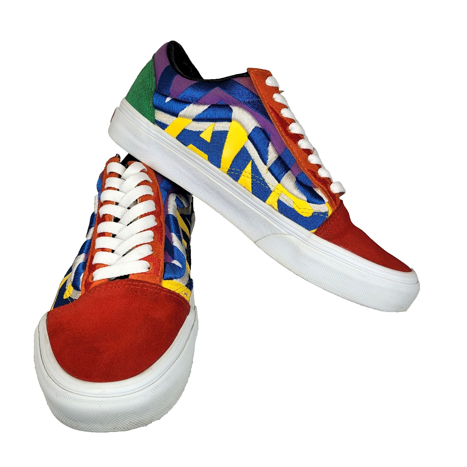 Vans Old Skool Statement Sneakers Mens 6.5 Wmn 8 Multicolor Embroidered 721454