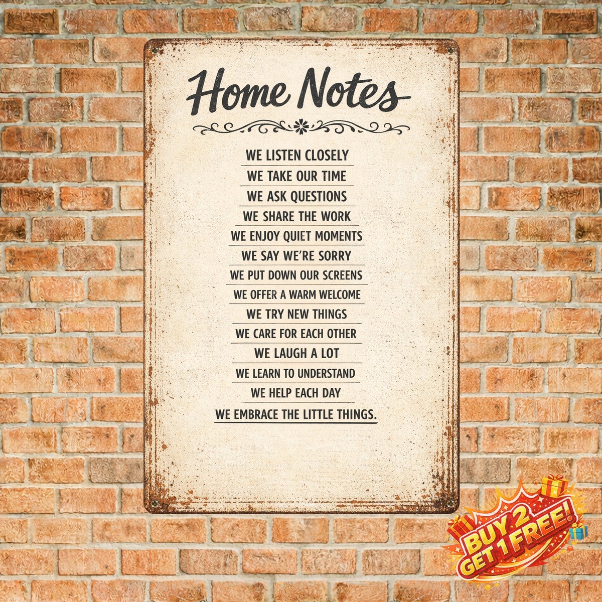 Family Saying Home Rules Inspirational Funny Aluminum Sign 8x12 Metal Decor