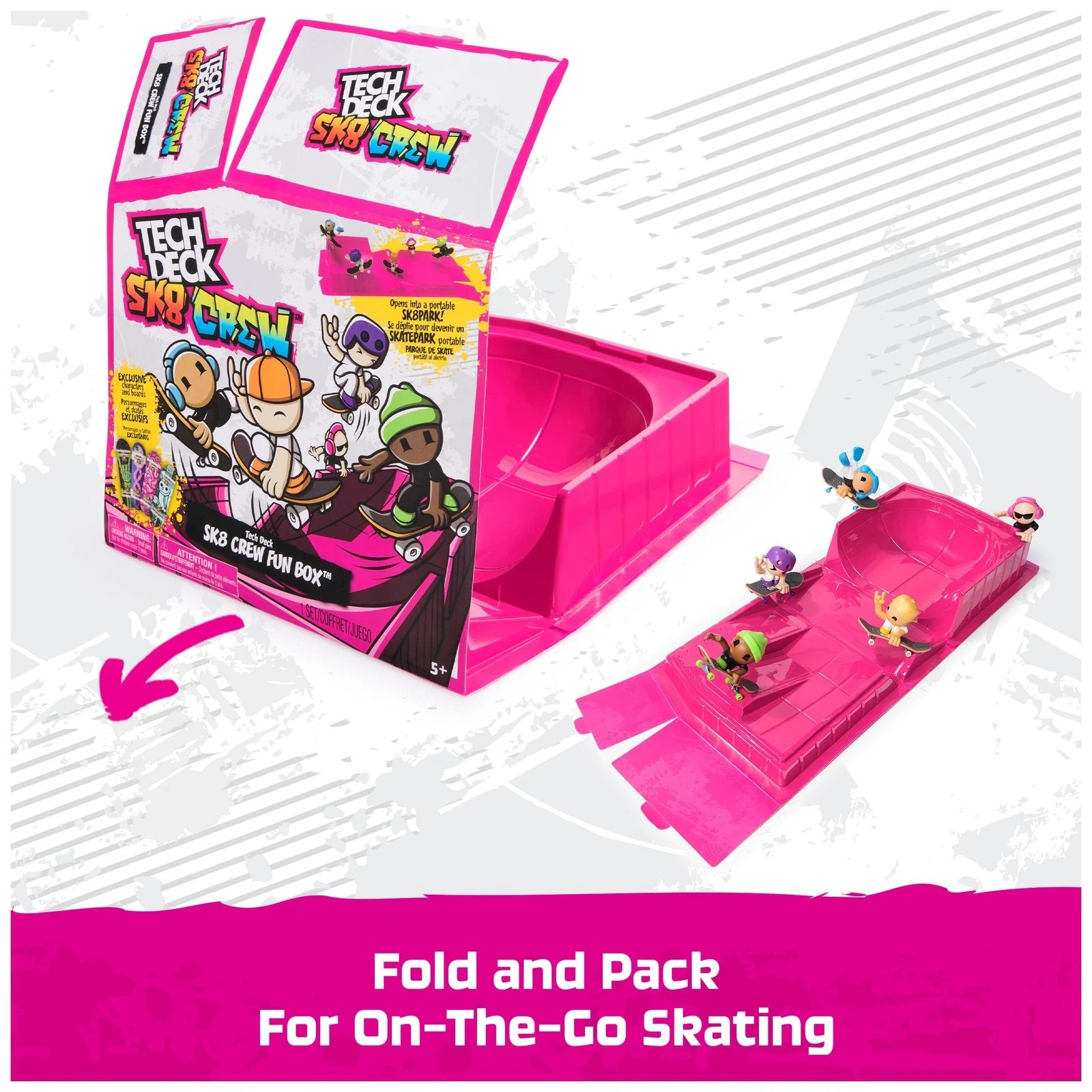 TECH DECK Sk8 Crew Fun Box, Portable Transforming One Size, Multicolor 