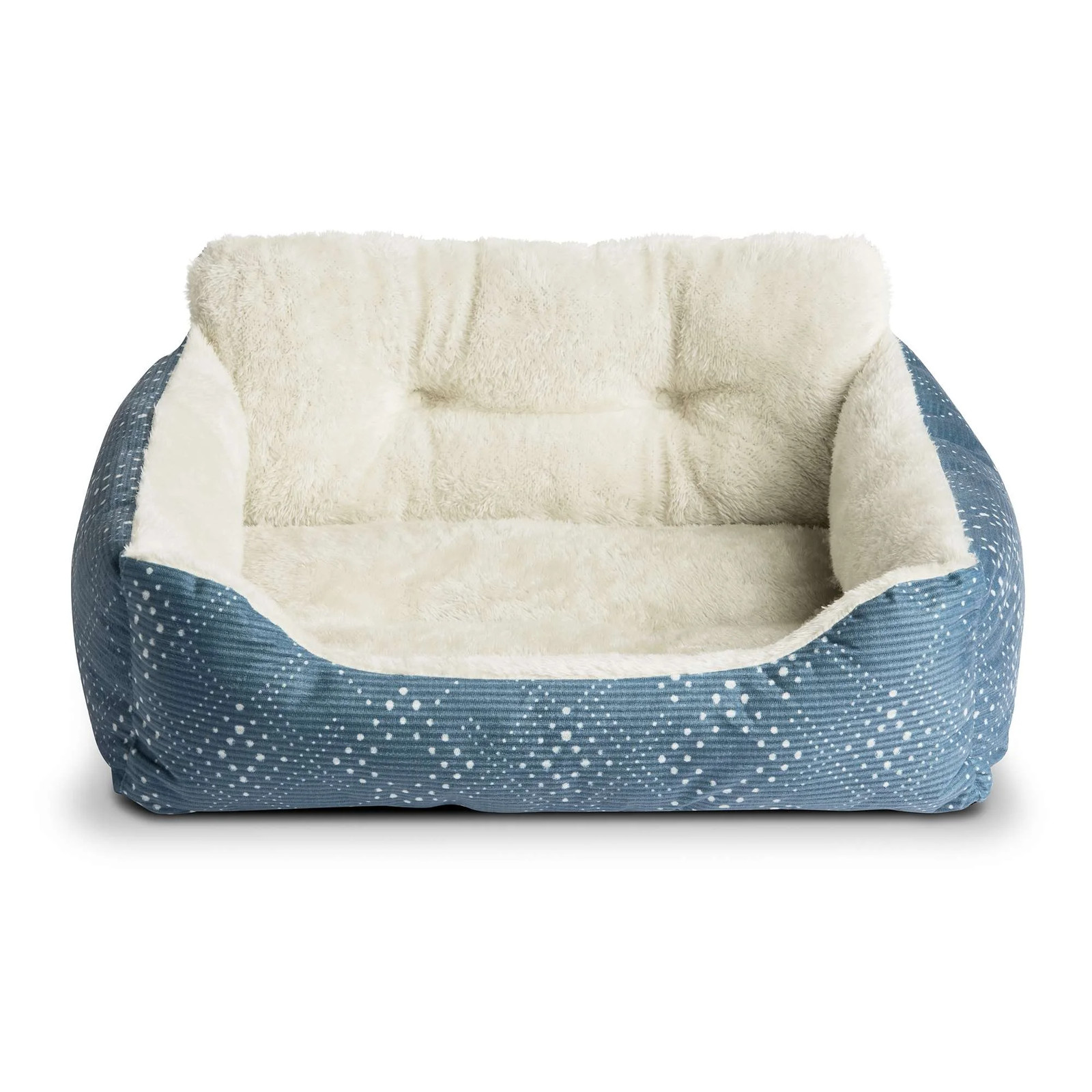 Dog & Cat Bed, Plush Lounger, Portable, Machine Washable, Blue, 21" X 17"