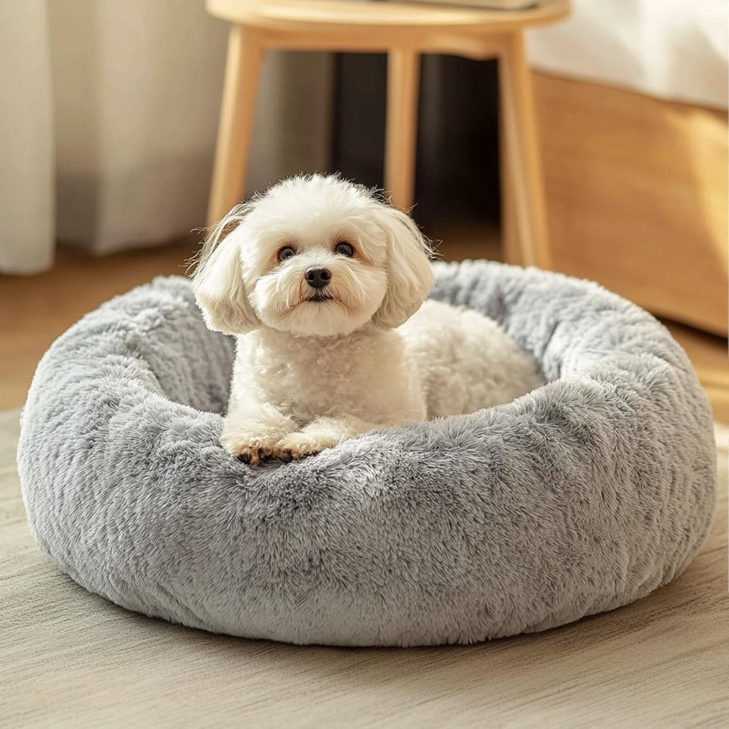 NEW Dog & Cat Bed Calming Anti-Anxiety Pet Bed for Small Dogs Fluffy Soft 23" B9