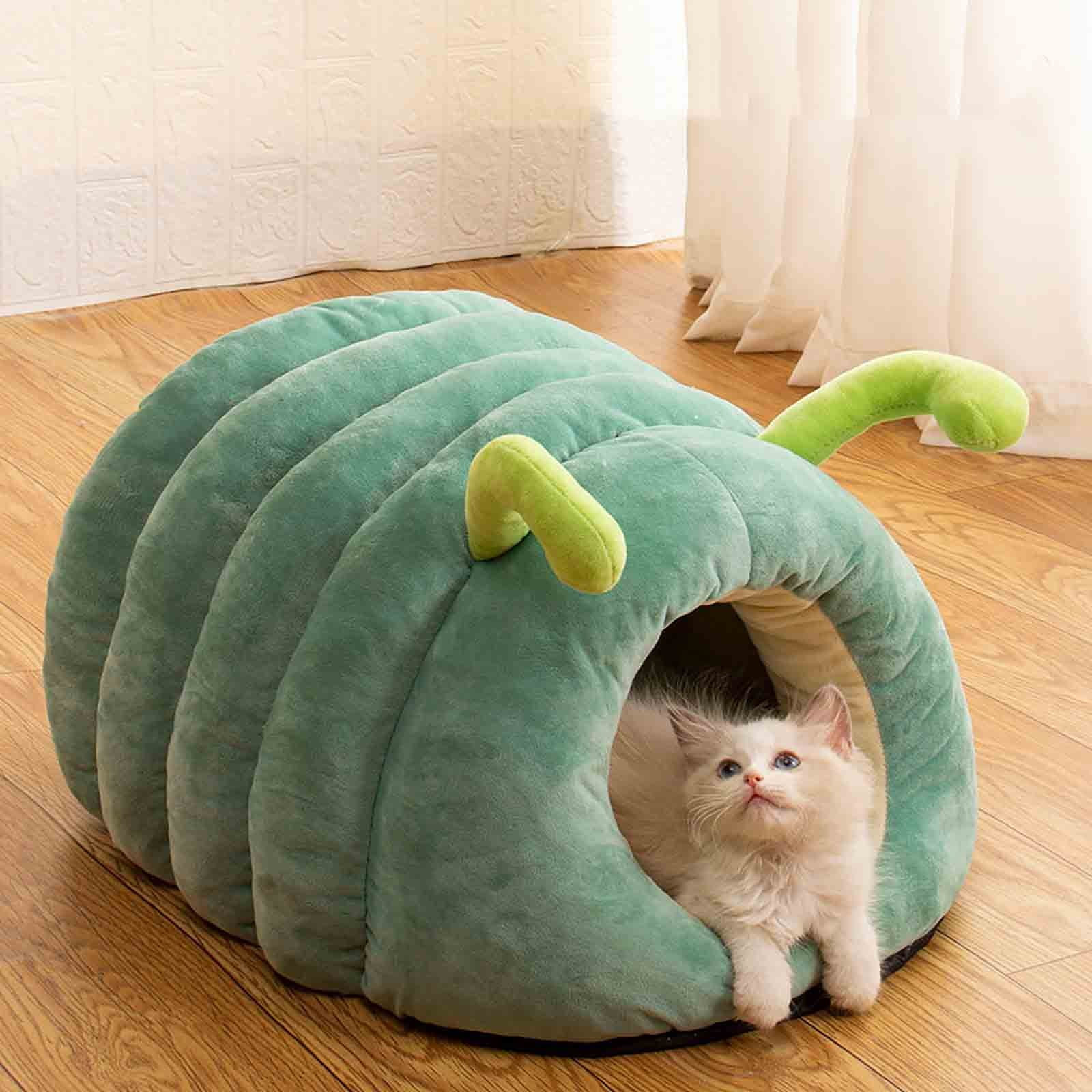 JLFNYA Winter Warm Cats House Cute Dog House Enclosed Non-Slip Cats House,Cat Be