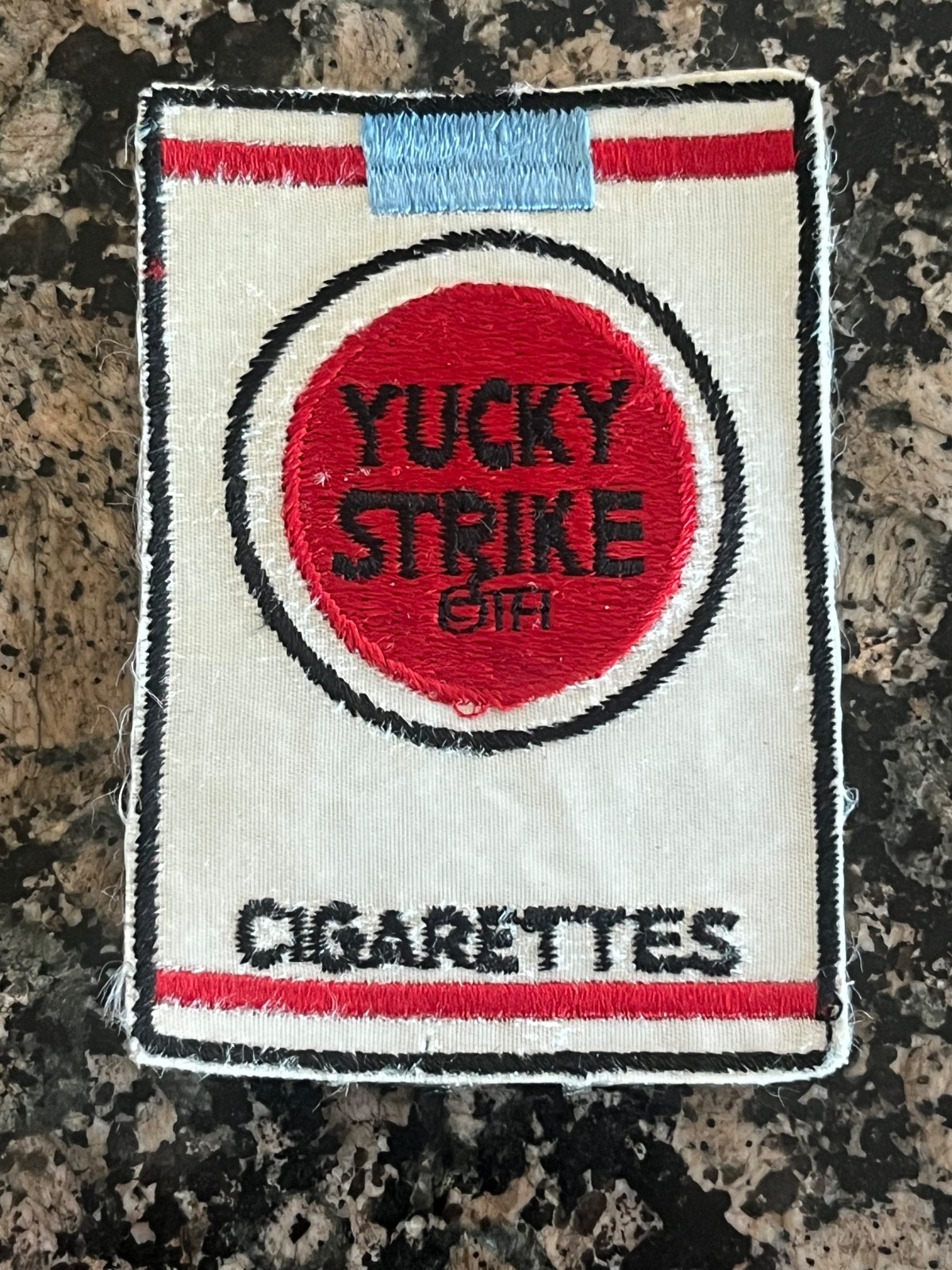 Yucky Strike Patch spoof / novelty item Lucky Strike Cigarettes pack NO TOBACCO