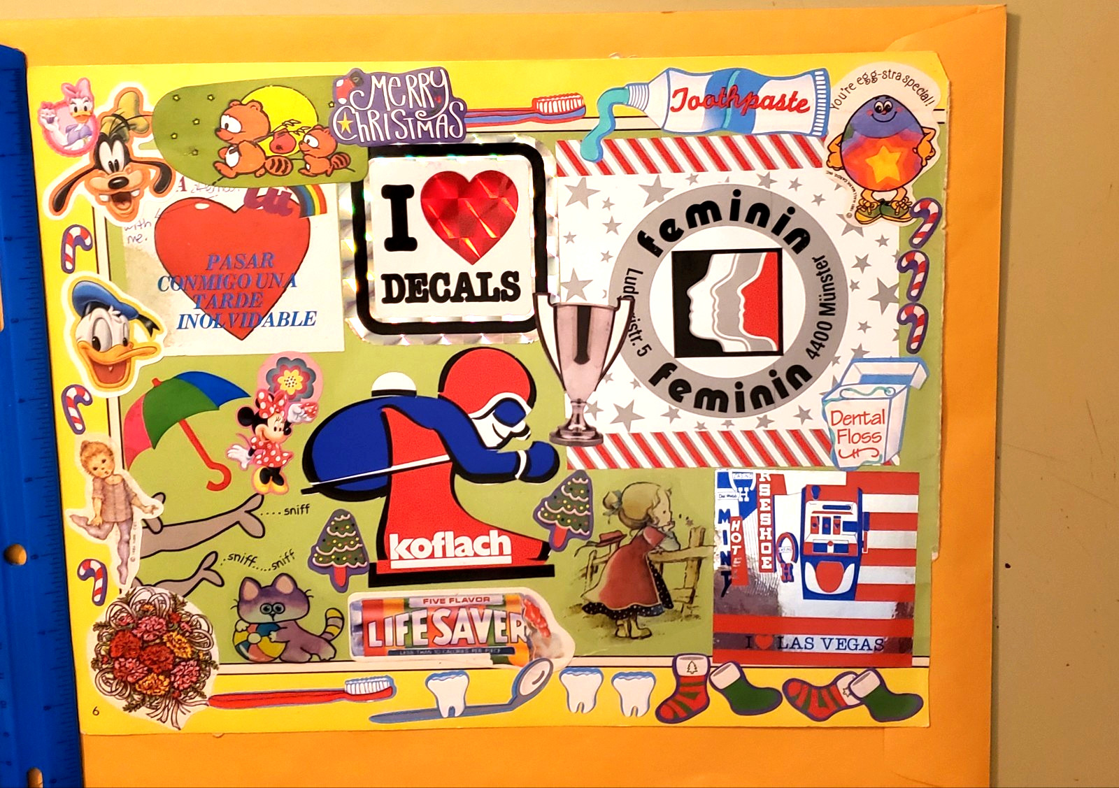 SANDYLION DOUBLE STUCK STICKER PAGE VINTAGE 70s 80s GLOSSY ICONIC COLLECTOR ITEM