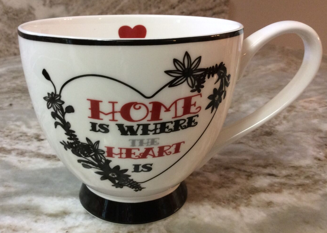 Coffee Mug. Home Is Where The Heart Is Portobello By Inspire. Red Black New