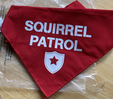 Red White Dog Bandana Scarf Squirrel Patrol Size Small Pet Accessory
