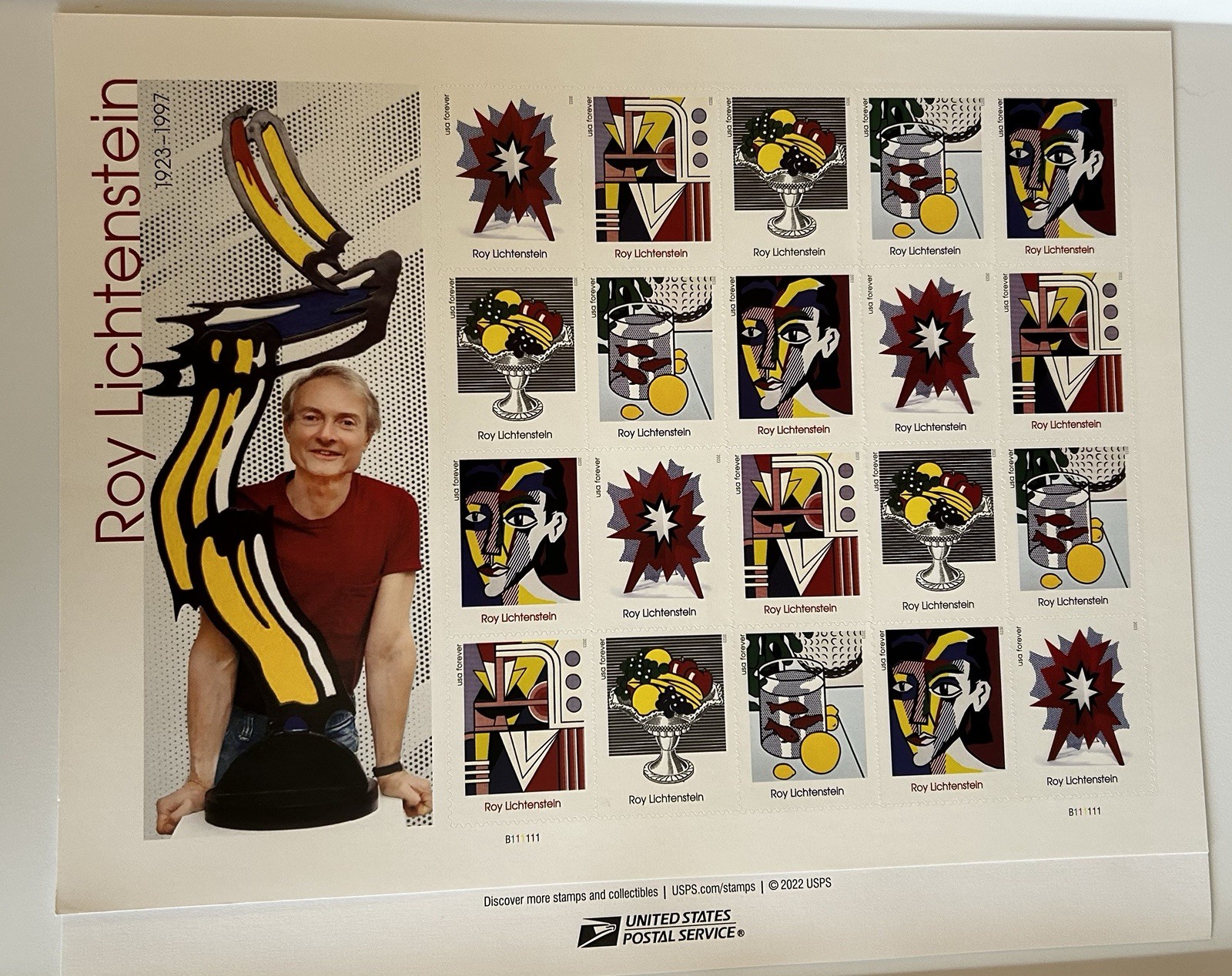 USPS (1291) Roy Lichtenstein Art Forever Stamp Sheet Pane X 2, FREE SHIPPING 