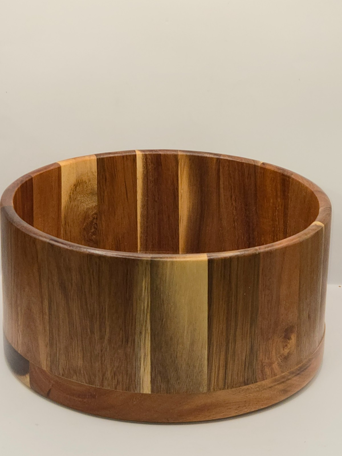 New Crofton Acacia Wood Serving Bowl 9.75” Modern Salad Fruit Bowl Kitchen Decor