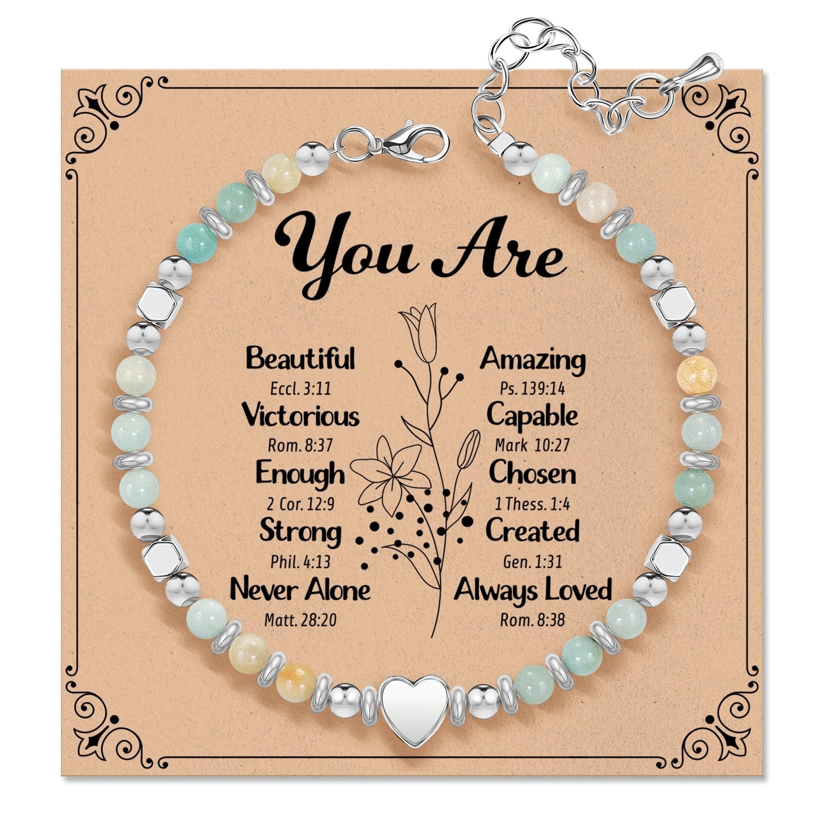 Inspirational Gifts Bracelets for Women: Healing Natural Stone Beaded Bracele...