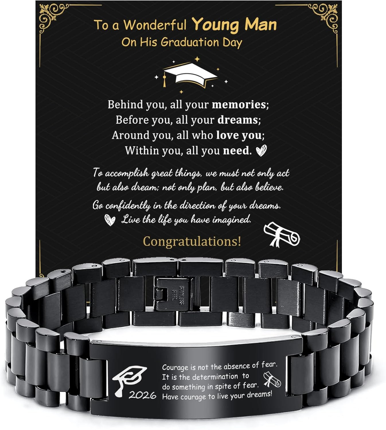 Graduation Gifts for Him,Customizable Graduation Bracelet, Inspirational College