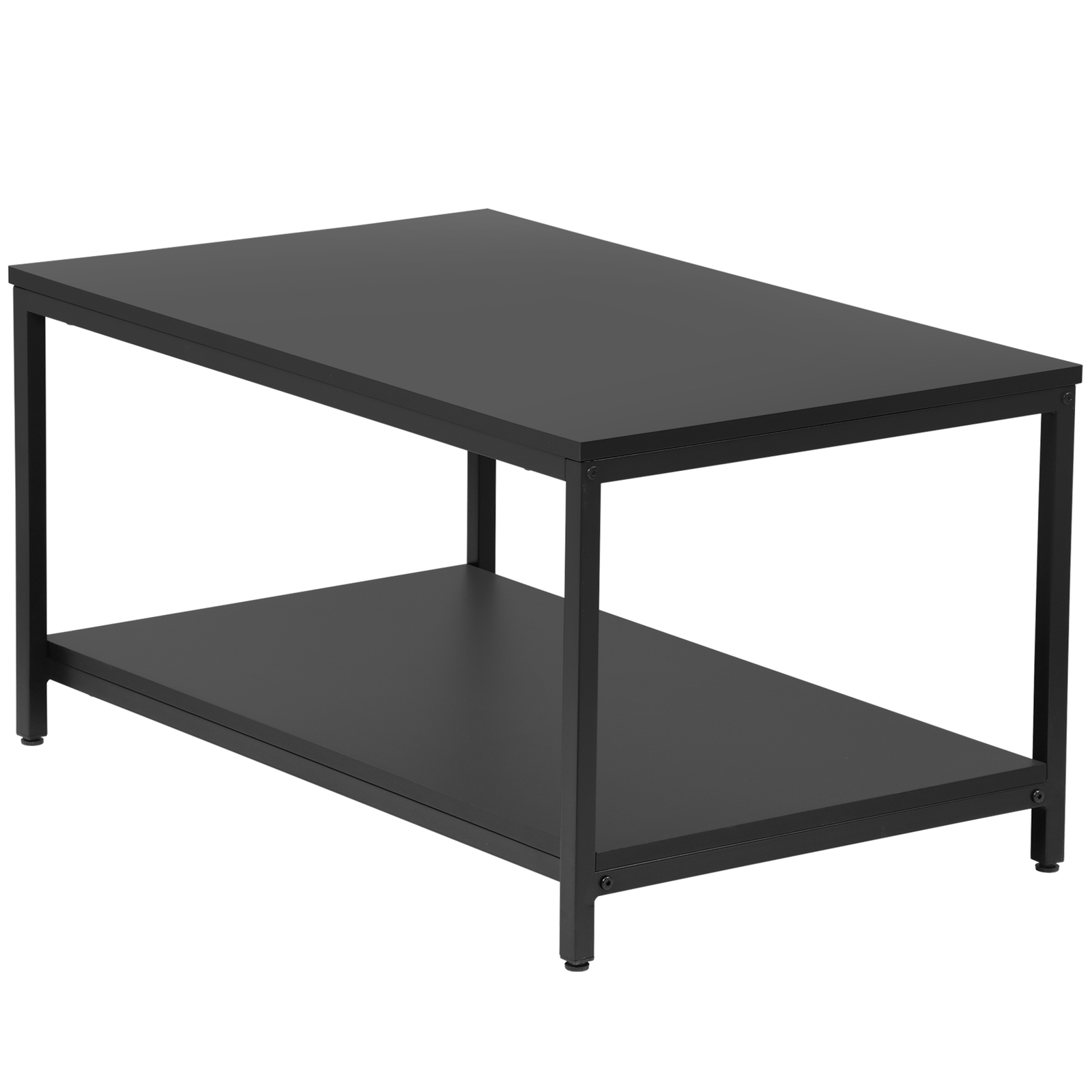 31" Rectangular Tea Table w/Storage Shelf Black Cozy Coffee Table Home Use