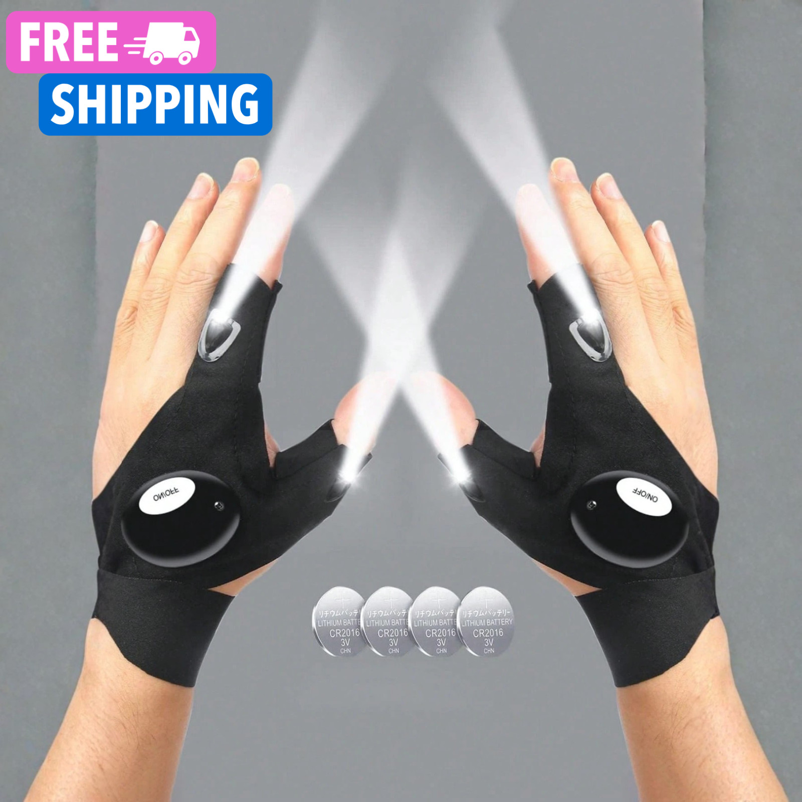 1pair LED Flashlight Gloves Works Gloves Hand Free Finger Lights Gadgets For Him