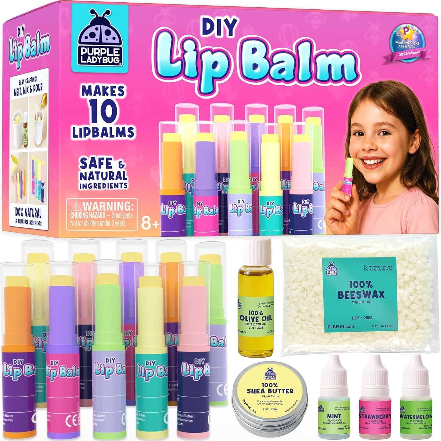 PURPLE LADYBUG DIY Lip Balm Making Kit - STEM Gifts for 10 Year Old Girl & Great