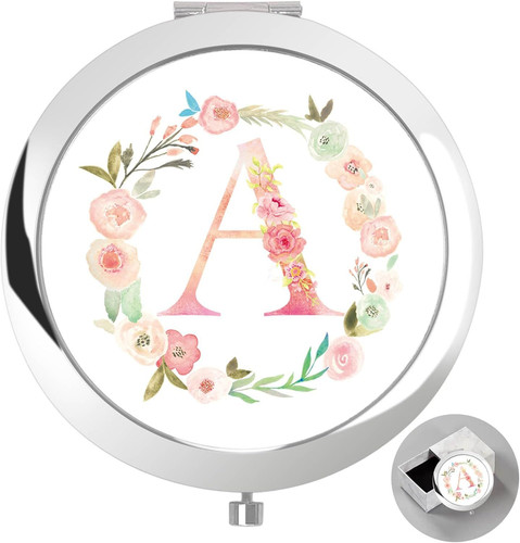 Personalized Gift Initial Compact Mirror w Box for Women Sister Daughter...