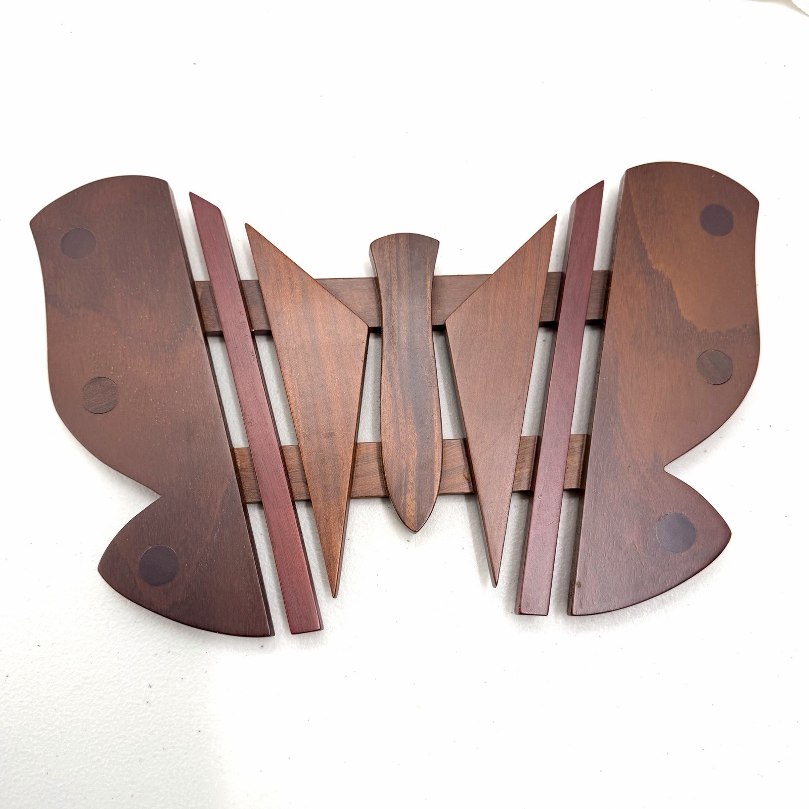 Vintage Mid-Century Modern MCM Butterfly Teakwood Wooden Trivet Decor 11" x 7.5"