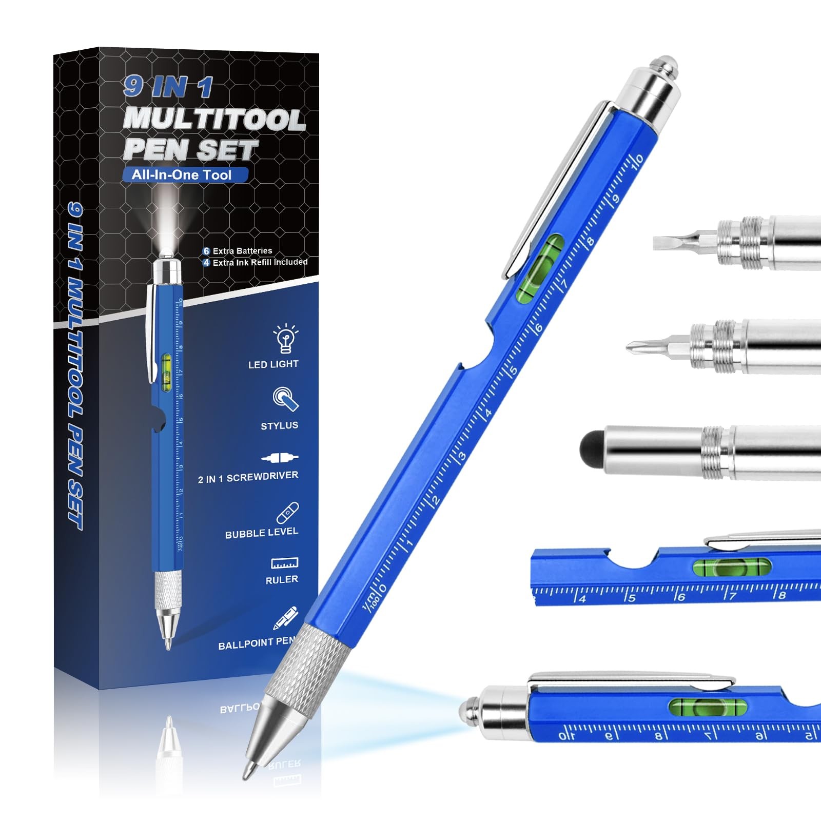 Pen Gifts for Men, Cool Gadgets 9 in 1 Multitool Pen, Stocking Stuffers for M...