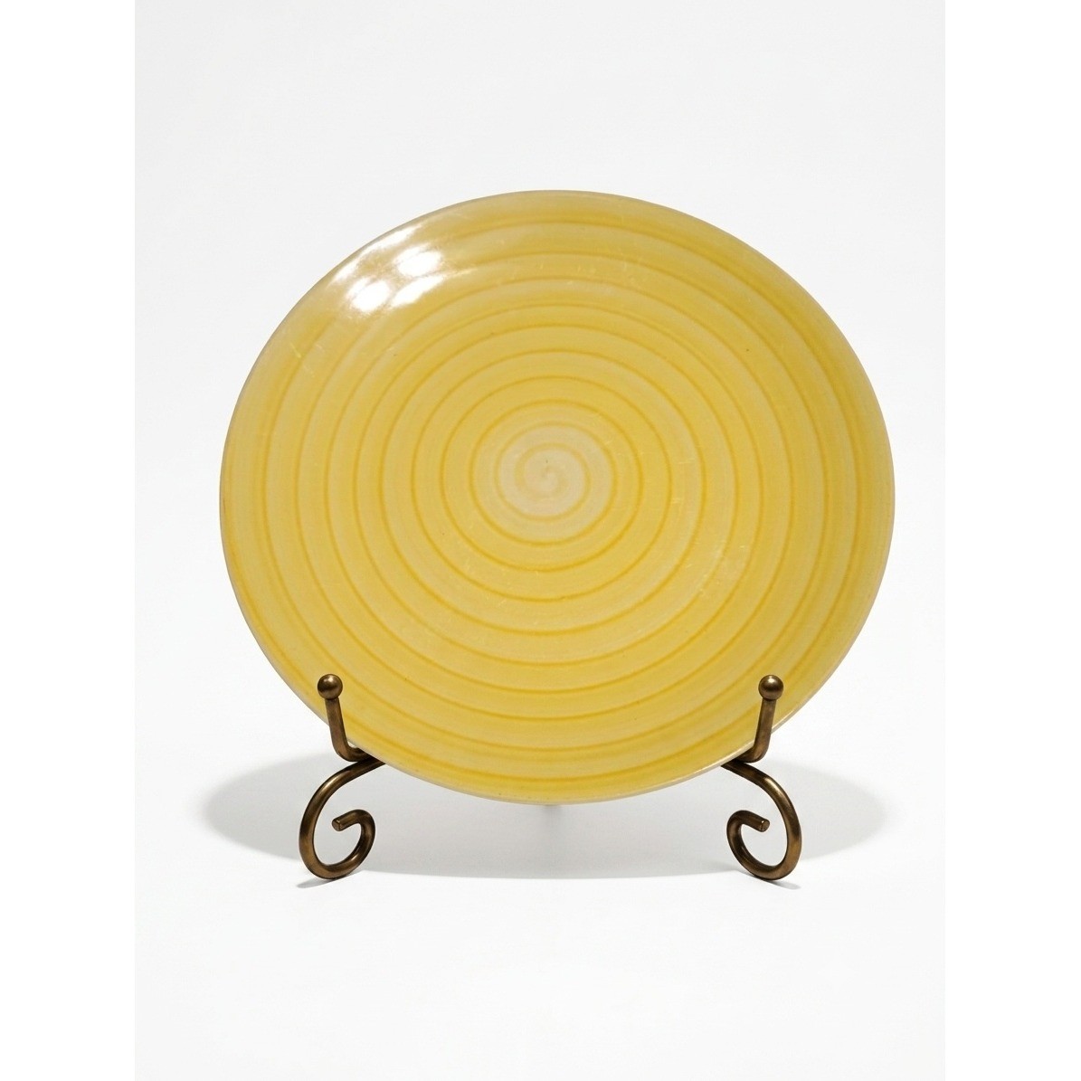 Tabletops Unlimited Swirl Hand Painted Yellow 11 inch Stoneware Dinner Plate