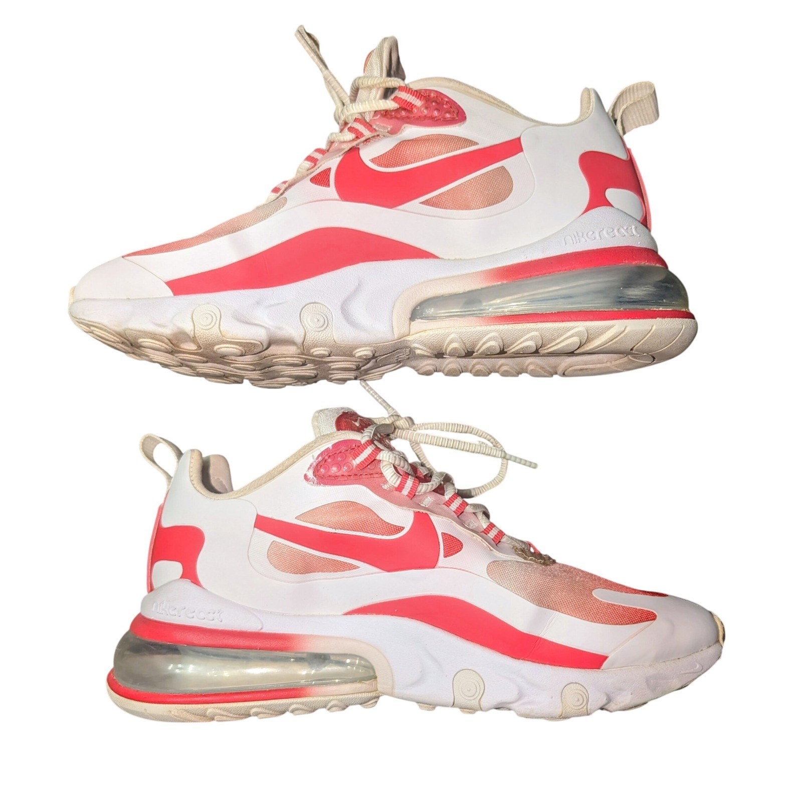 Nike Air Max 270 React White Hyper Pink Sneakers BV3387-100 Women's 8 Streetwear