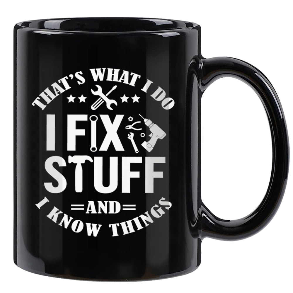 LOZACHE Father's Day Funny Coffee Mug with Wrench Handle for Men, Novelty Dad Gi