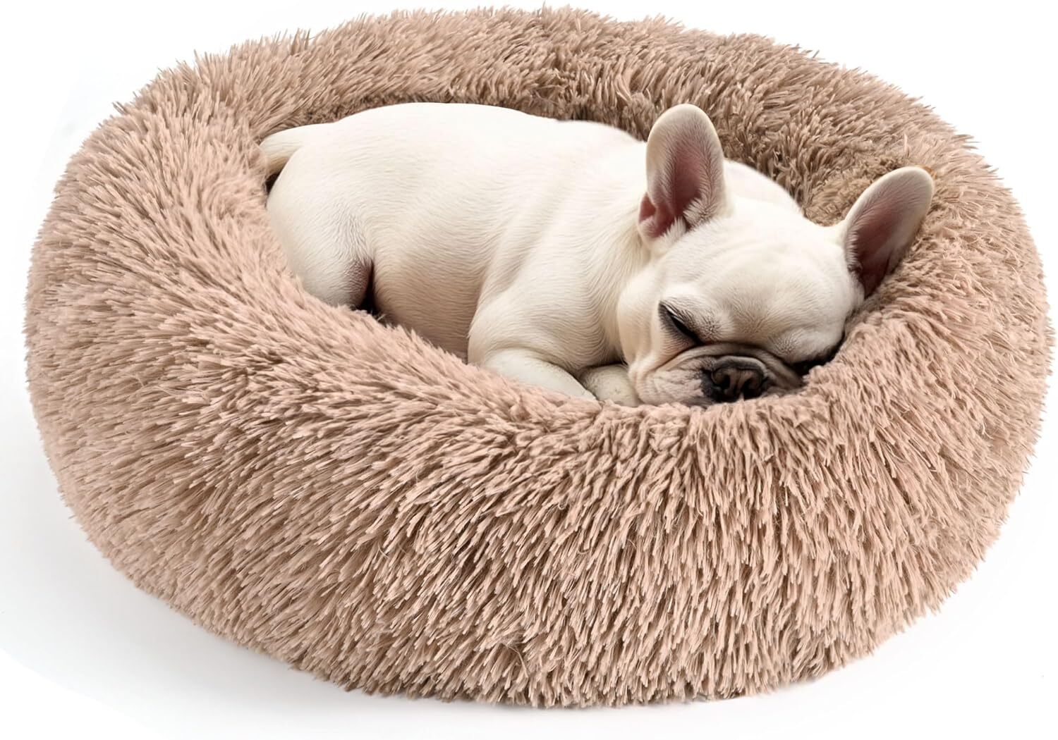 20in Calming Donut Cat Bed Washable Round Fluffy Pet Bed for Dogs Cats