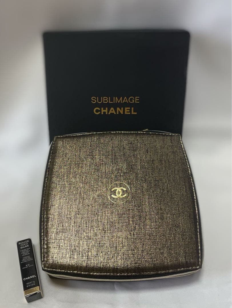 CHANEL SUBLIMAGE Accessory Case Lip Gift Novelty Item Black Gold Unused New