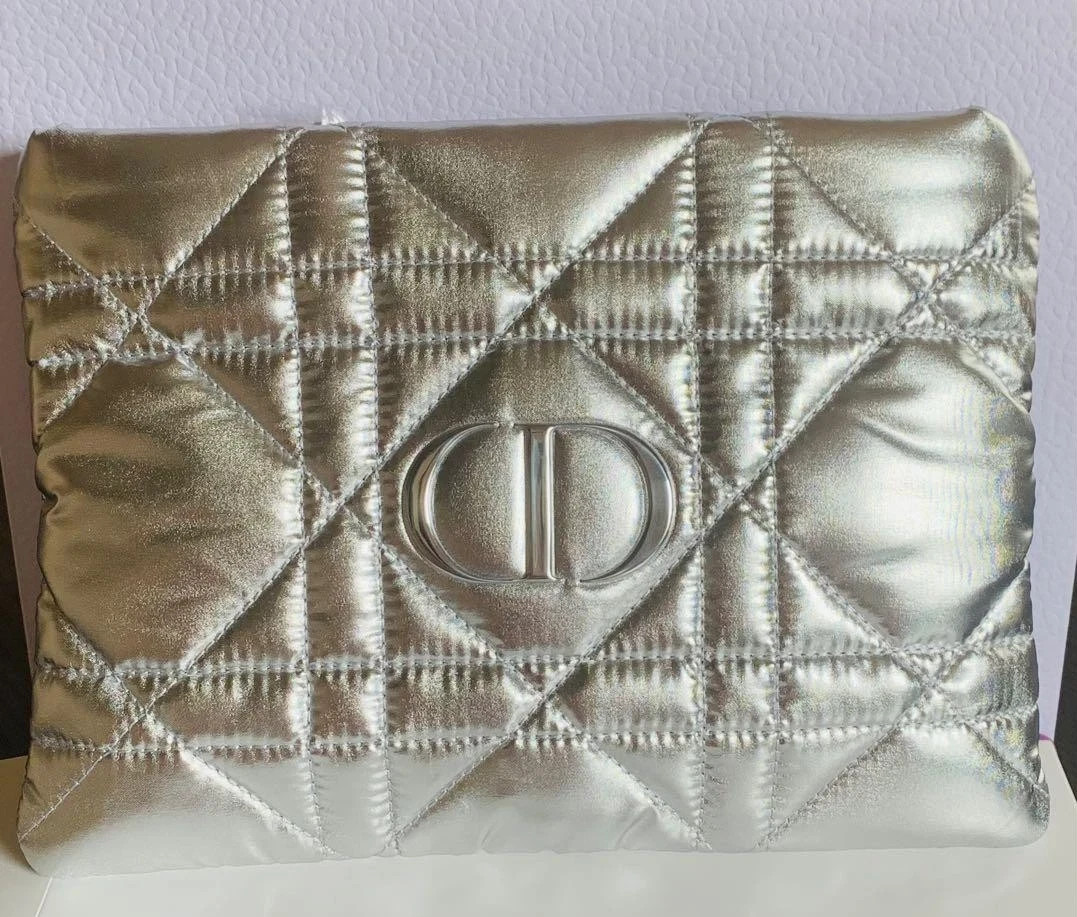 2025 Christian Dior Miss Dior Cannage pouch DIOR Silver Pouch Novelty Item NEW