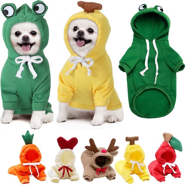 Cute Fruit Dog Clothes For Small Dogs Hoodies Winter Warm Fleece Pet Clothing Pu