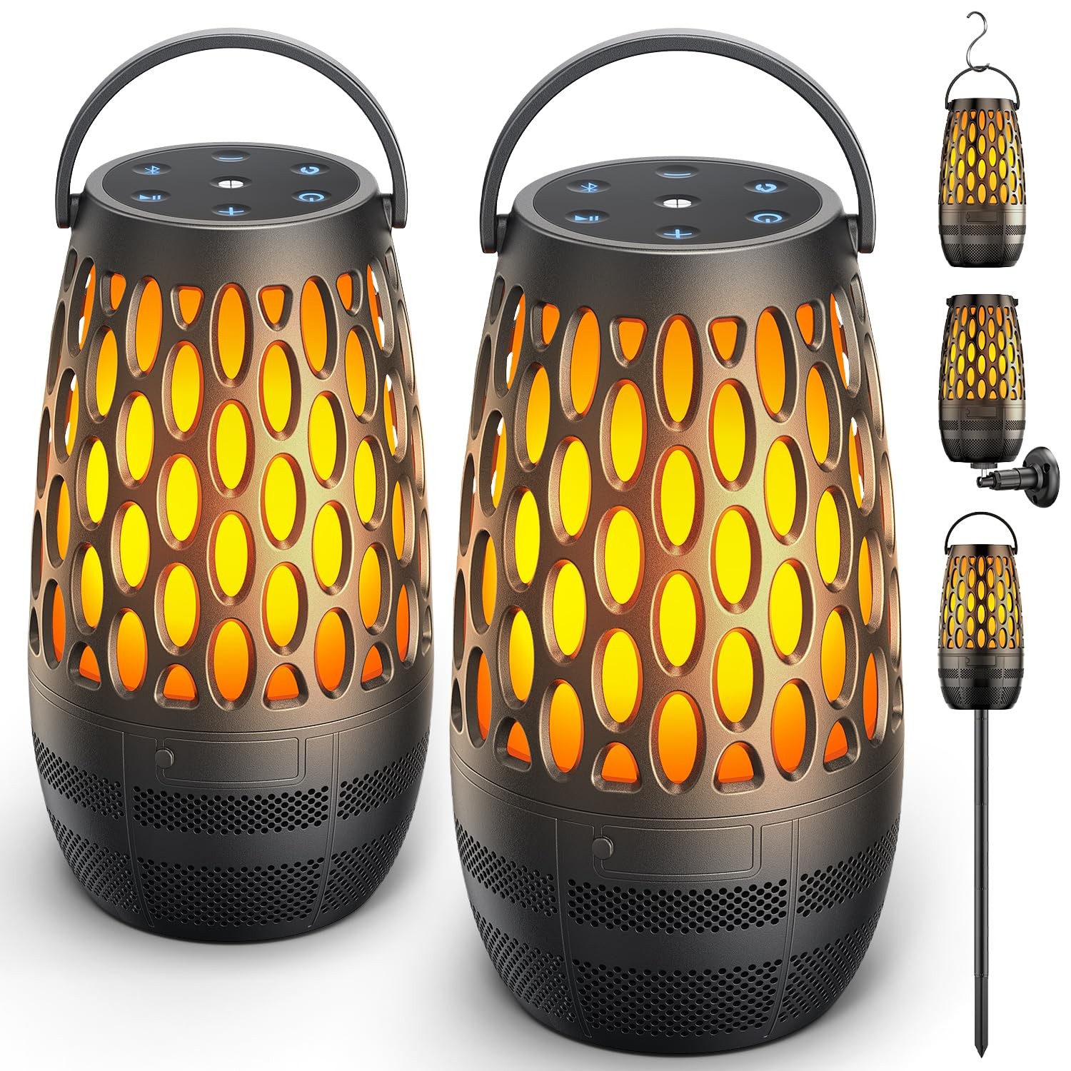 Outdoor Speakers Bluetooth Waterproof IPX6 with Flame Lights, Gadget Gifts fo...